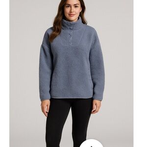 Madewell sz S Sherpa Blue‎ Raleigh King Whale  Popover jacket shacket NWT